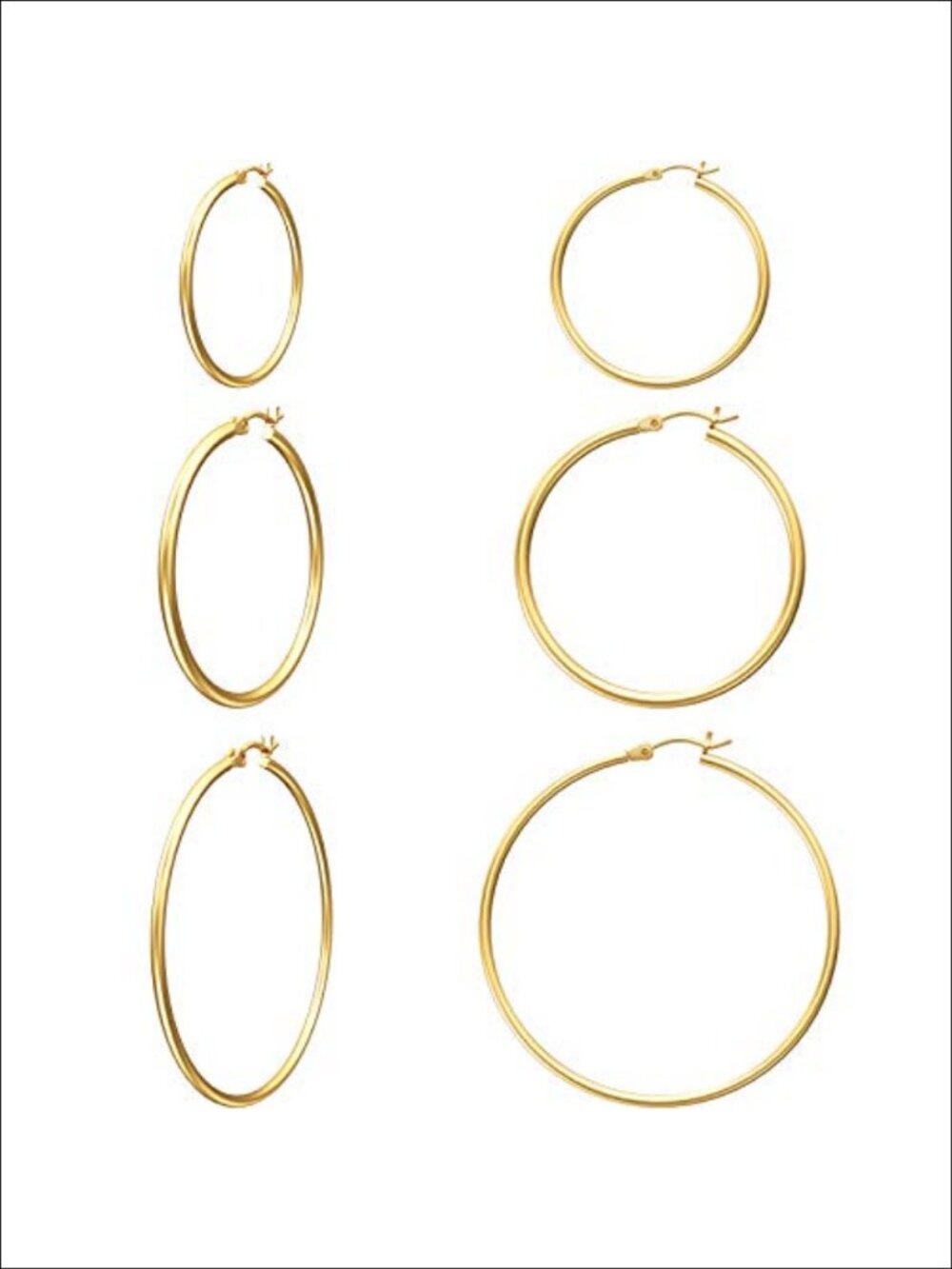 14K Gold Plated Hoop Earrings Hypoallergenic Lightweight 1.2-2 Inch